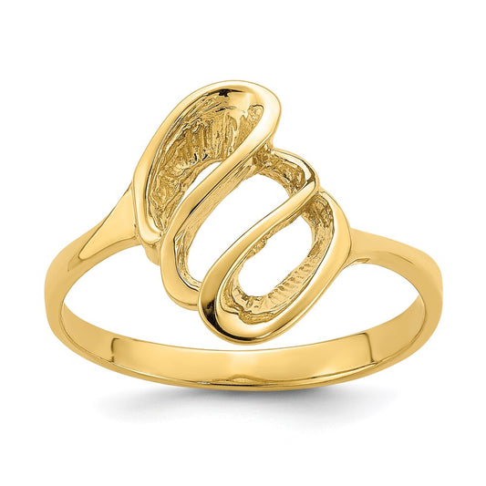 14K Yellow Gold Polished Beehive Freeform Ring