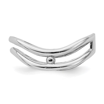 14k White Gold Double Wave Fashion Thumb Ring