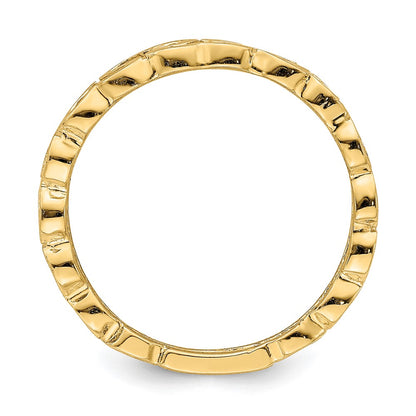 14K Yellow Gold Polished Heart Band