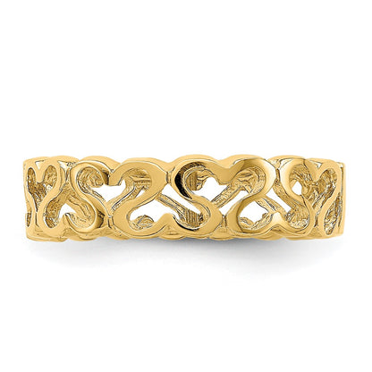 14K Yellow Gold Polished Heart Band