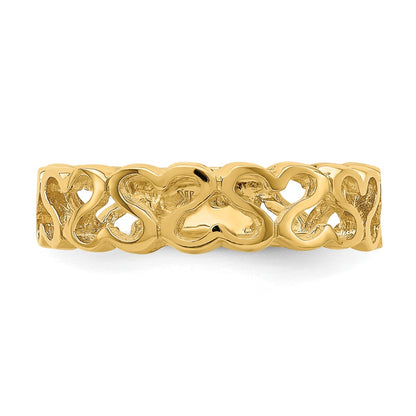 14K Yellow Gold Polished Heart Band