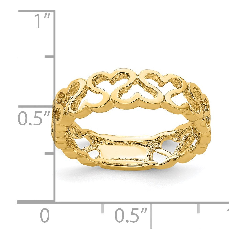 14K Yellow Gold Polished Heart Band