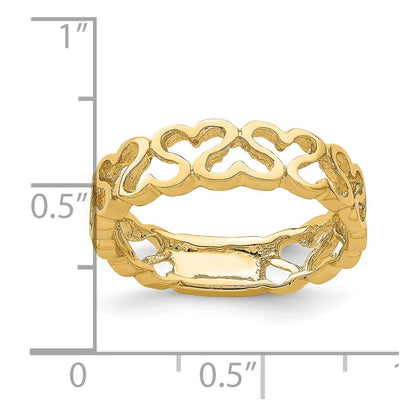 14K Yellow Gold Polished Heart Band