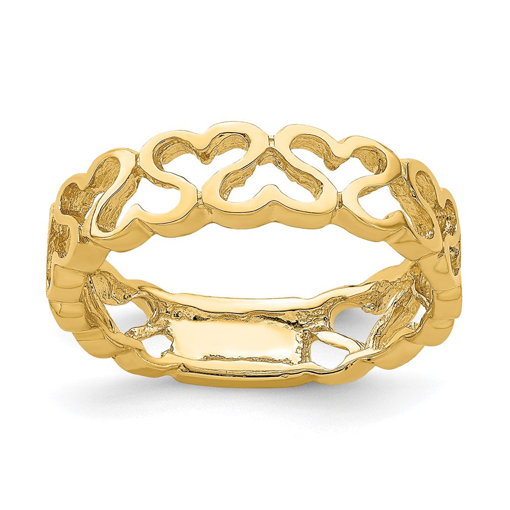 14K Yellow Gold Polished Heart Band