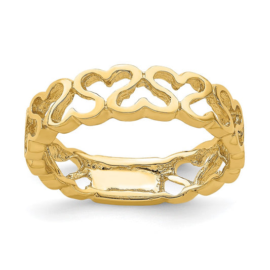 14K Yellow Gold Polished Heart Band