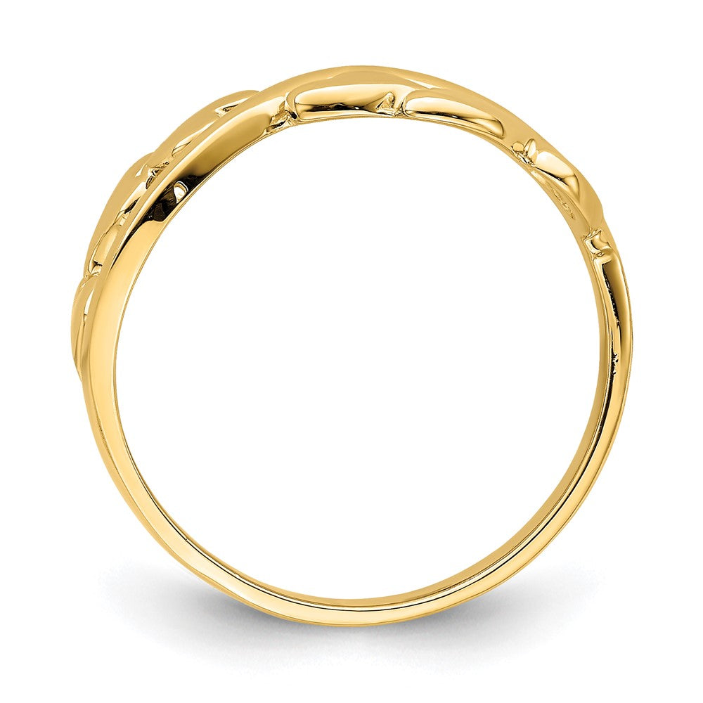 14K Yellow Gold Polished w/ X Design Heart Band