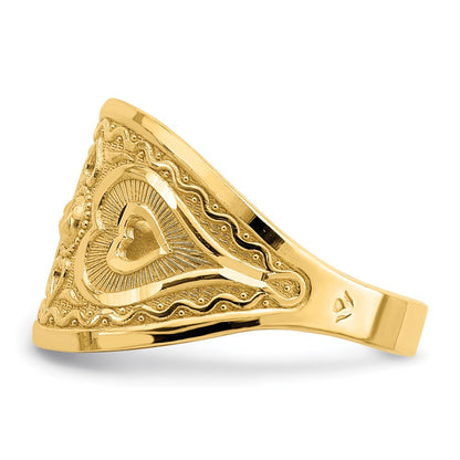 14K Yellow Gold Heart Starburst Ring