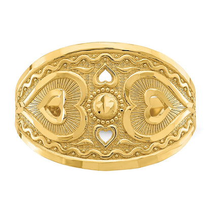 14K Yellow Gold Heart Starburst Ring