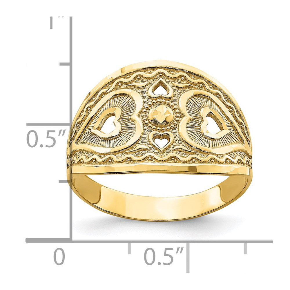 14K Yellow Gold Heart Starburst Ring