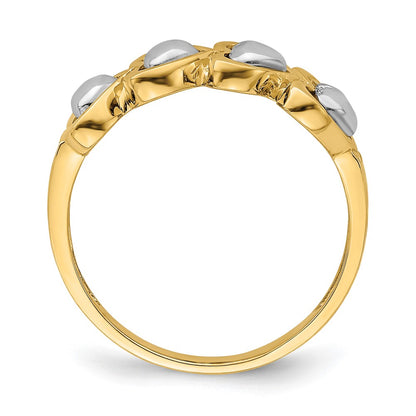 14k Two-Tone Gold 4 Heart Row Ring