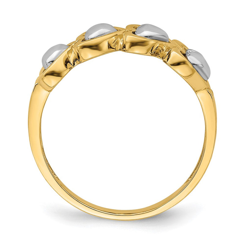 14k Two-Tone Gold 4 Heart Row Ring