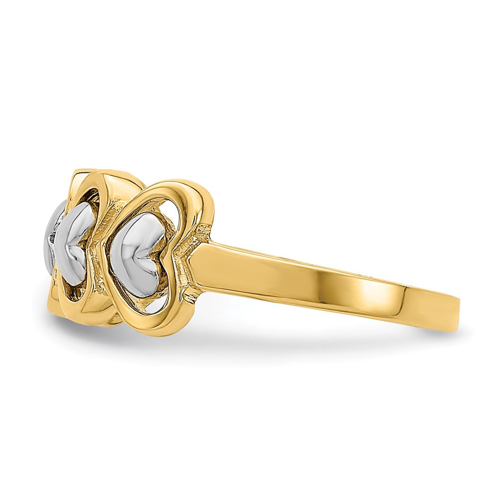 14k Two-Tone Gold 4 Heart Row Ring
