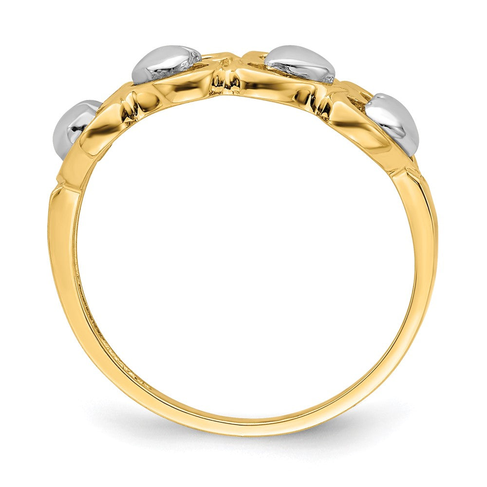14k Two-Tone Gold 4 Heart Row Ring
