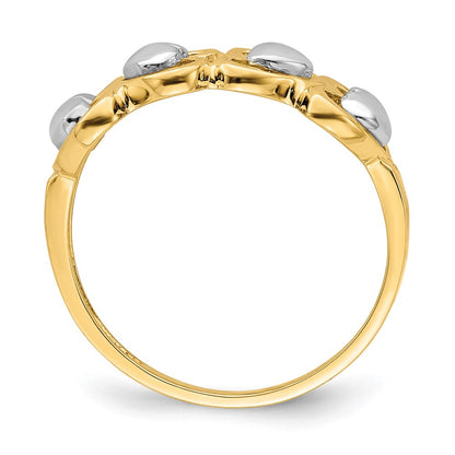 14k Two-Tone Gold 4 Heart Row Ring
