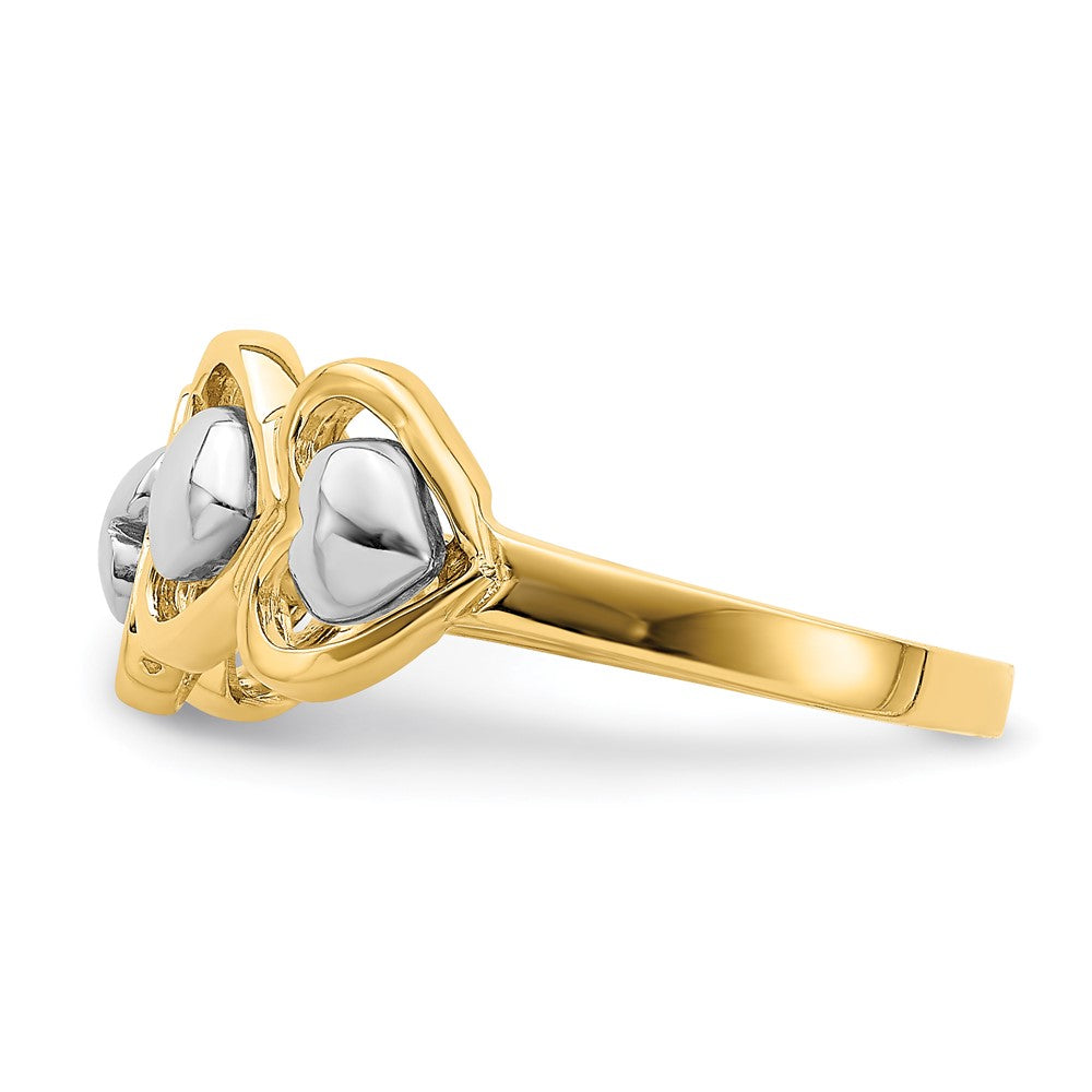 14k Two-Tone Gold 4 Heart Row Ring