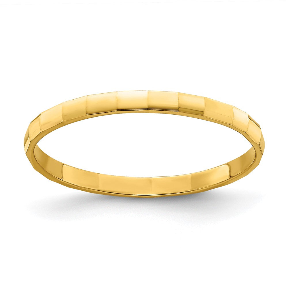 14K Yellow Gold Bamboo Texture Band Childs Ring