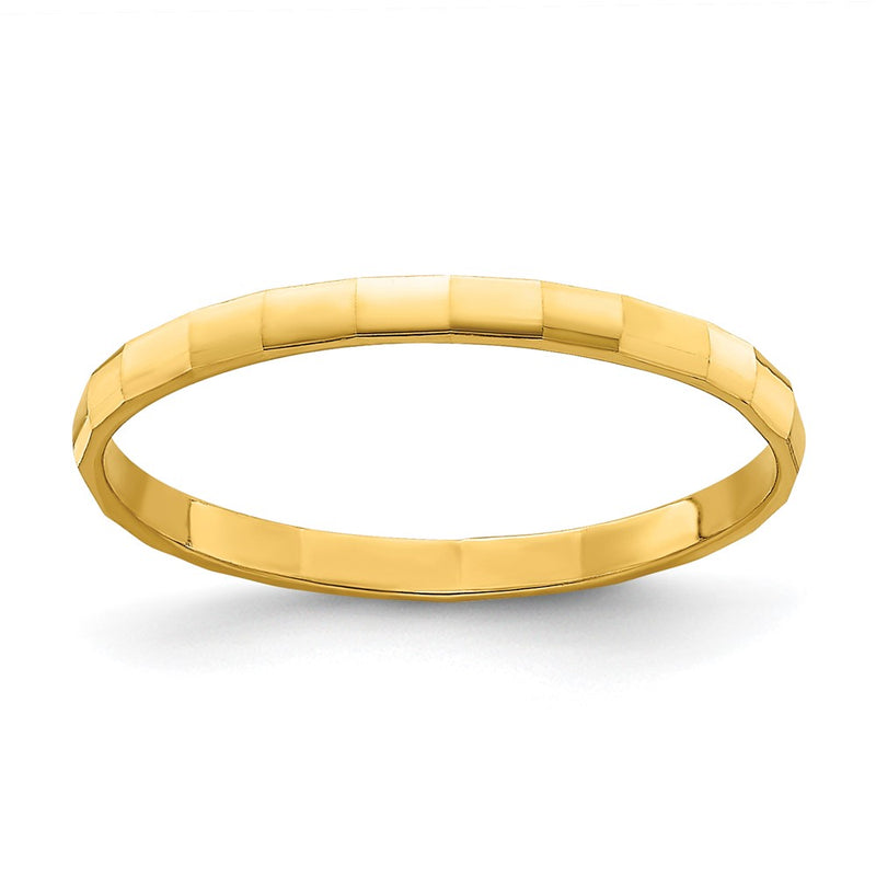 14K Yellow Gold Bamboo Texture Band Childs Ring