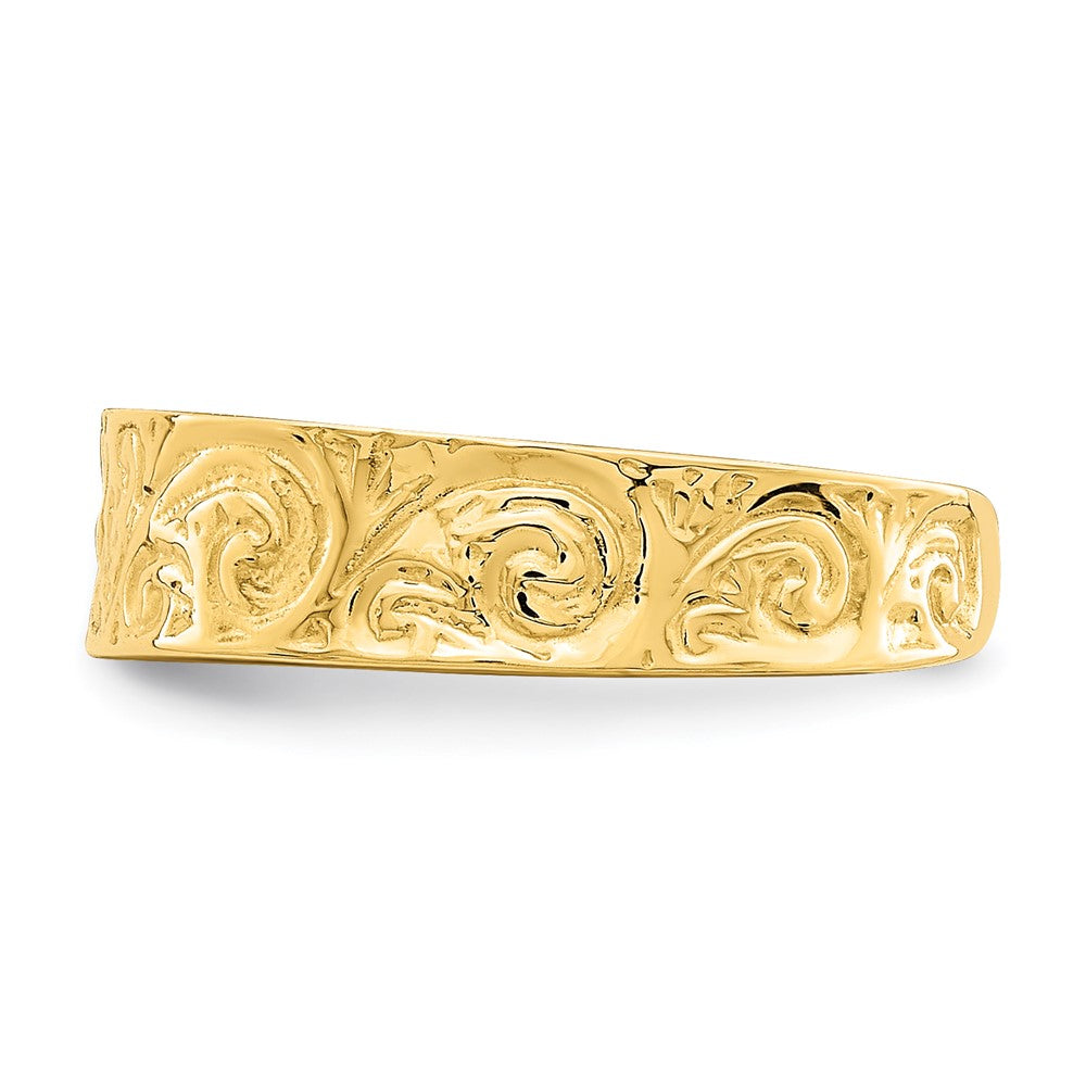 14k Yellow Gold Adjustable Scroll Pattern Toe Ring
