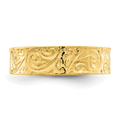 14k Yellow Gold Adjustable Scroll Pattern Toe Ring