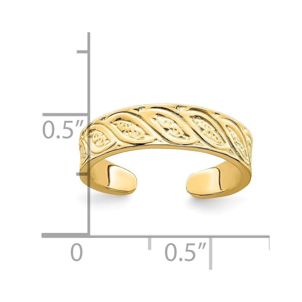 14k Yellow Gold Adjustable Leaf Design Toe Ring