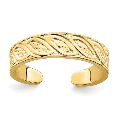 14k Yellow Gold Adjustable Leaf Design Toe Ring