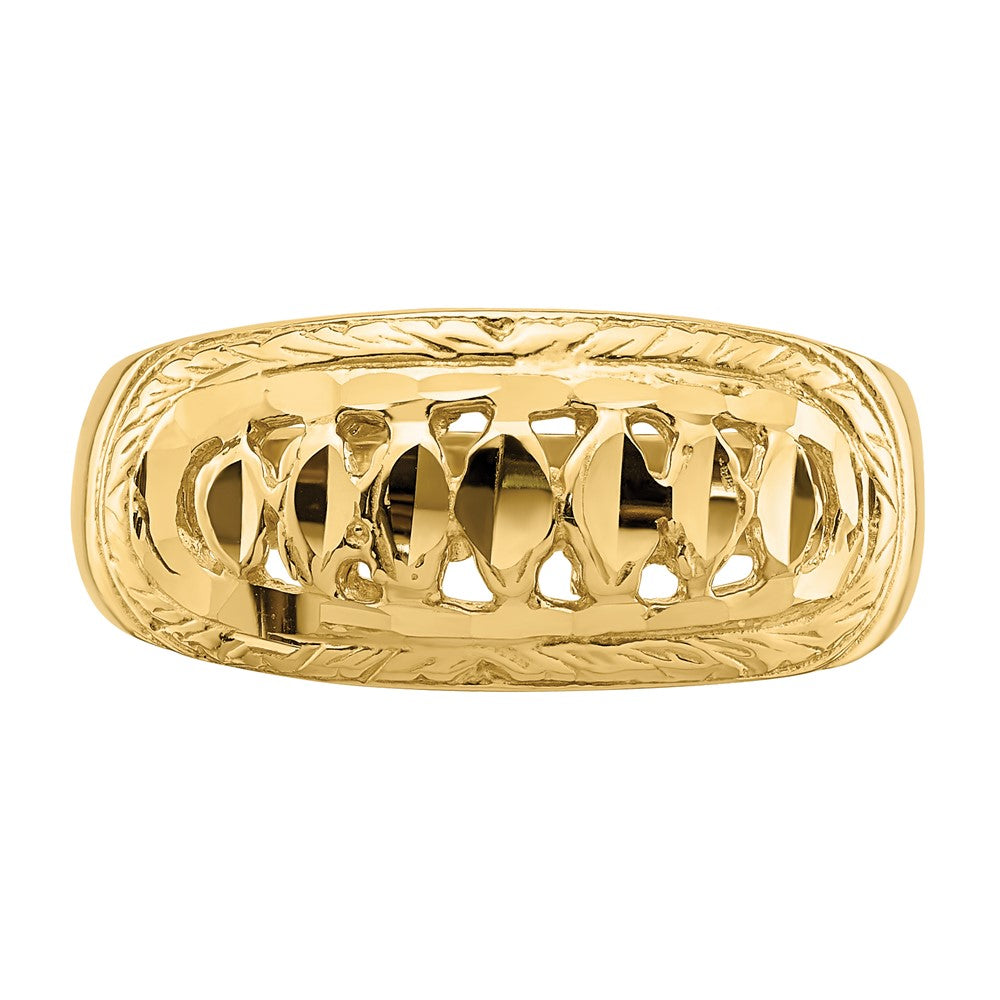 14K Yellow Gold Cut-Out D/C Dome Ring