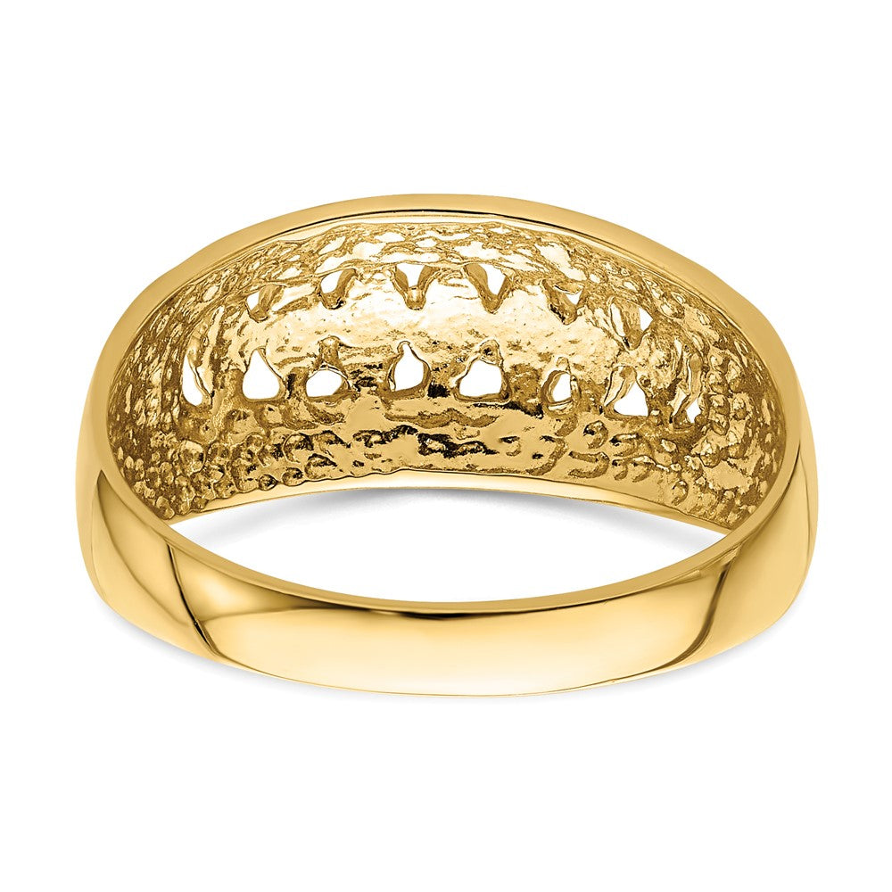 14K Yellow Gold Cut-Out D/C Dome Ring