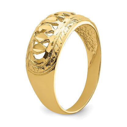 14K Yellow Gold Cut-Out D/C Dome Ring
