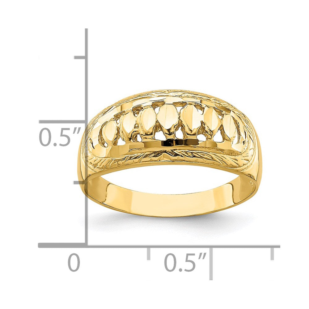 14K Yellow Gold Cut-Out D/C Dome Ring