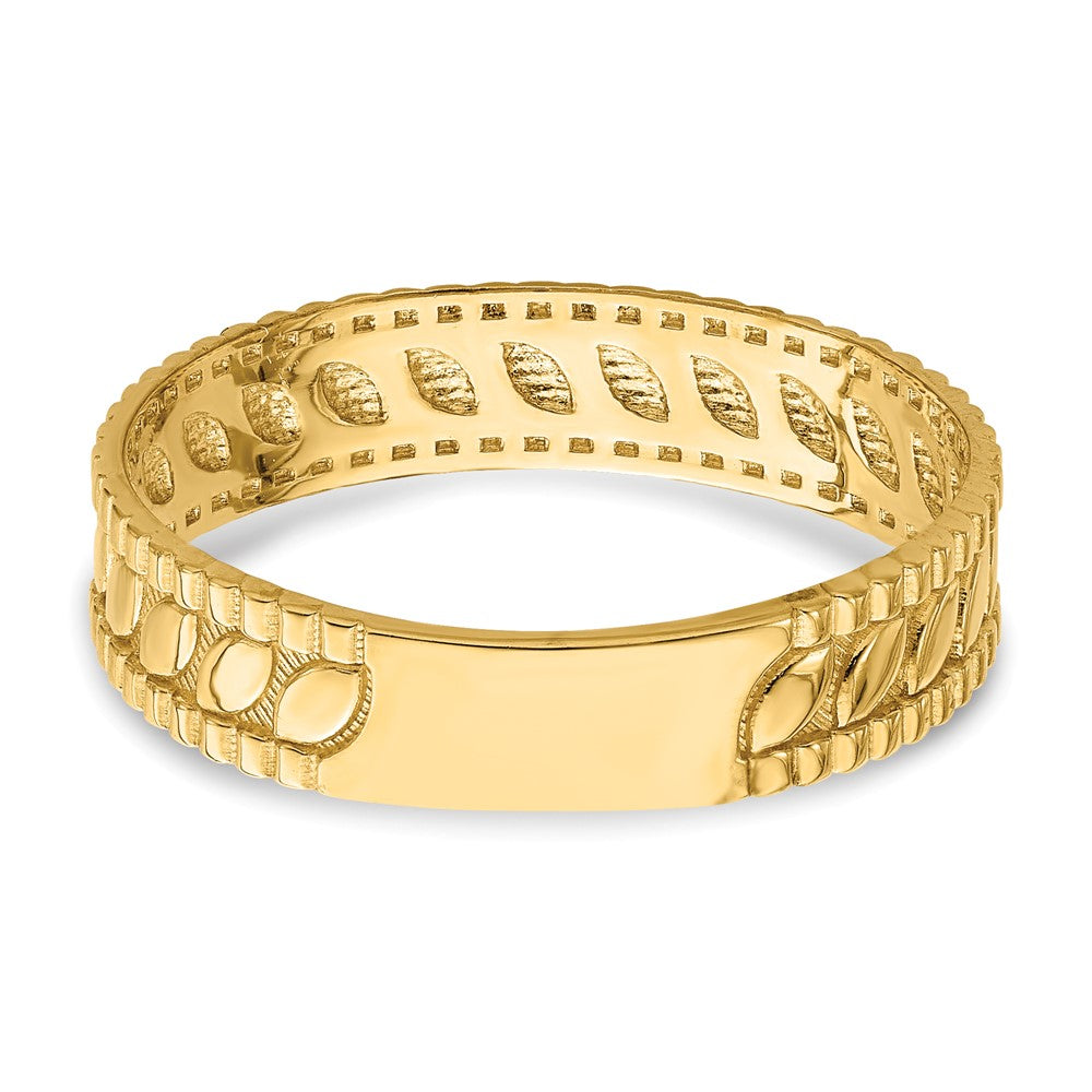 14K Yellow Gold Leaf Engraved Thumb Ring (size 9)