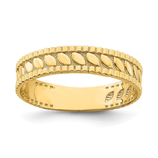 14K Yellow Gold Leaf Engraved Thumb Ring (size 9)