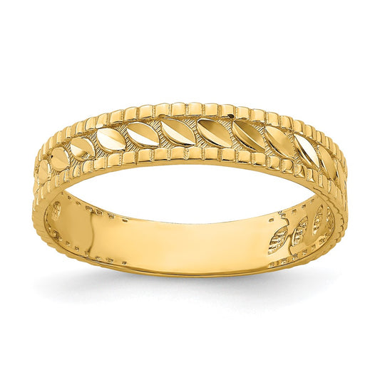 14K Yellow Gold D/C Leaf Engraved Thumb Ring (size 9)
