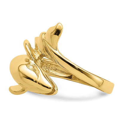 14K Yellow Gold Polished Dolphin Ring