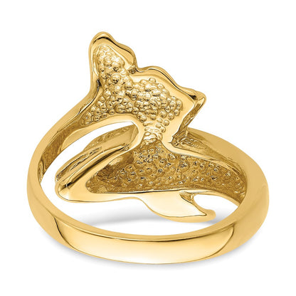 14K Yellow Gold Polished Dolphin Ring