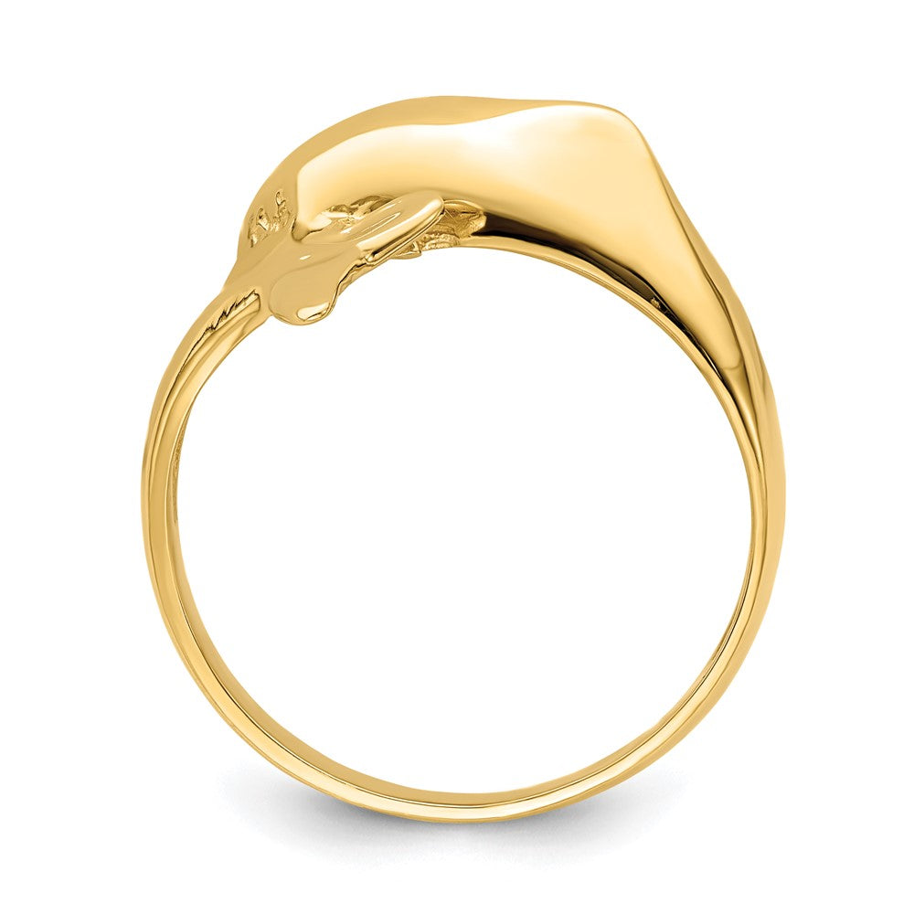 14K Yellow Gold Polished Dolphin Ring
