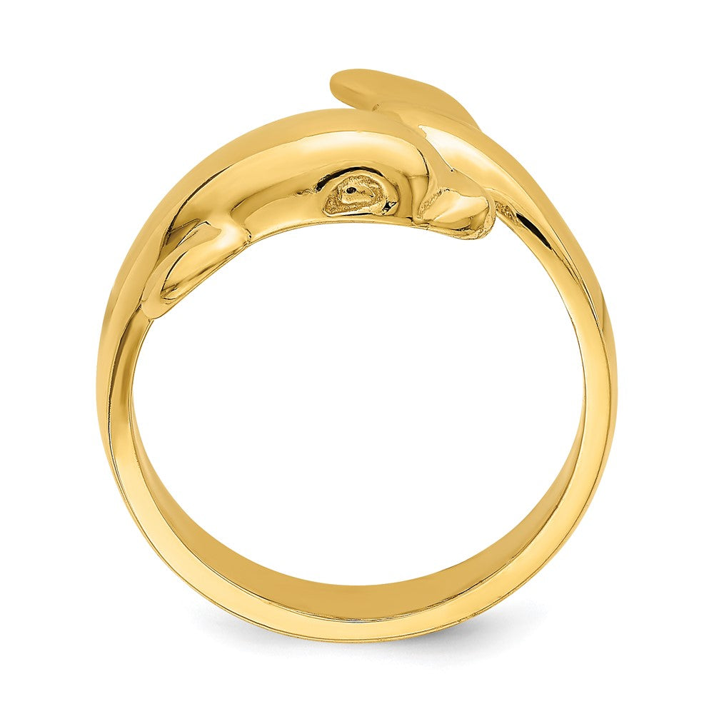 14K Yellow Gold Polished Dolphin Ring