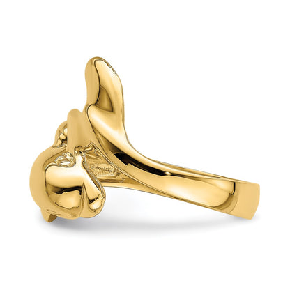 14K Yellow Gold Polished Dolphin Ring