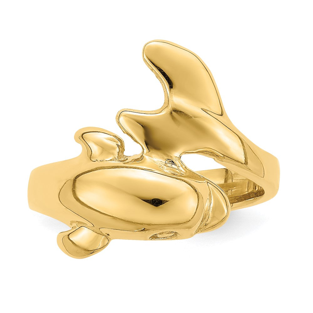 14K Yellow Gold Polished Dolphin Ring