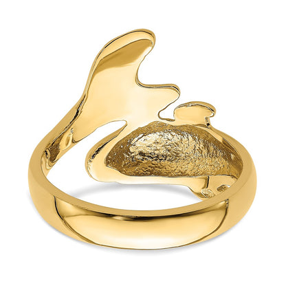 14K Yellow Gold Polished Dolphin Ring