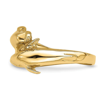 14K Yellow Gold Double Dolphins Ring
