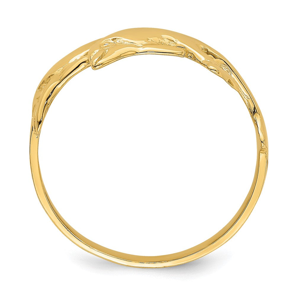 14K Yellow Gold Polished Double Dolphin Ring
