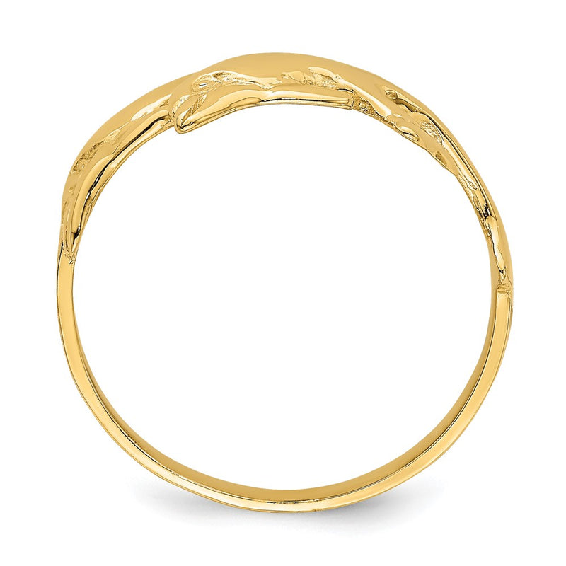 14K Yellow Gold Polished Double Dolphin Ring