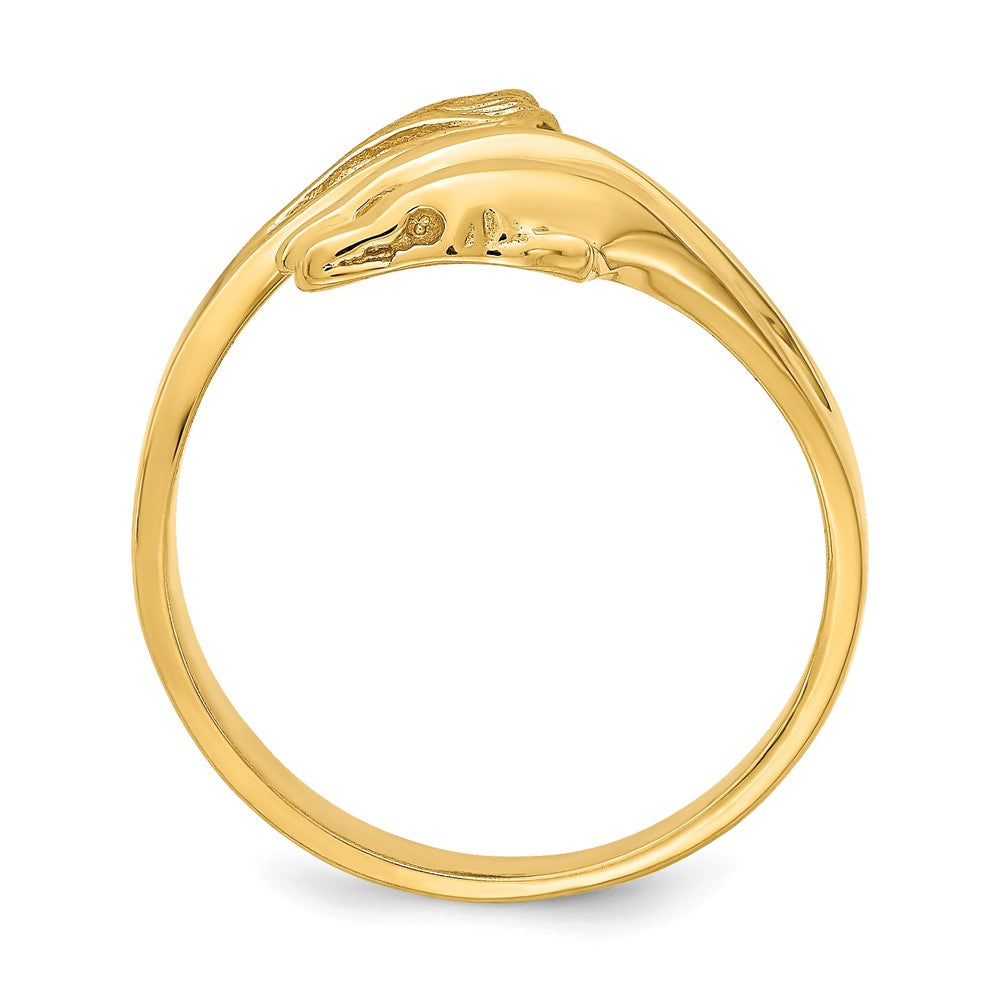 14K Yellow Gold Polished Double Dolphin Ring