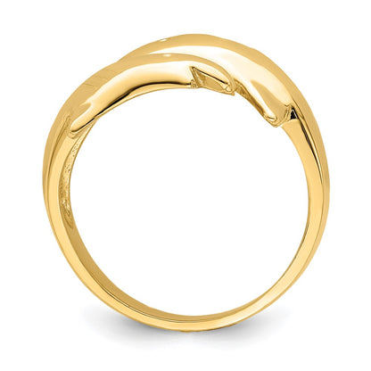 14K Yellow Gold Polished Double Shark Ring