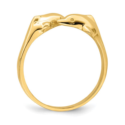 14K Yellow Gold Double Dolphins Ring