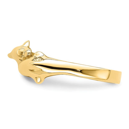 14K Yellow Gold Double Dolphins Ring