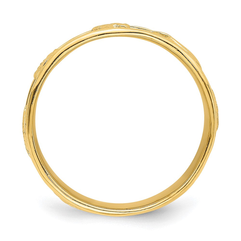 14K Yellow Gold Polished /Textured Shell Solid Band