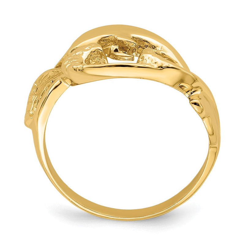 14K Yellow Gold 2-D and Polished Dolphin Ring