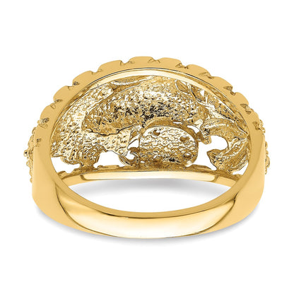 14K Yellow Gold Dolphin and Sand Dollar Ring
