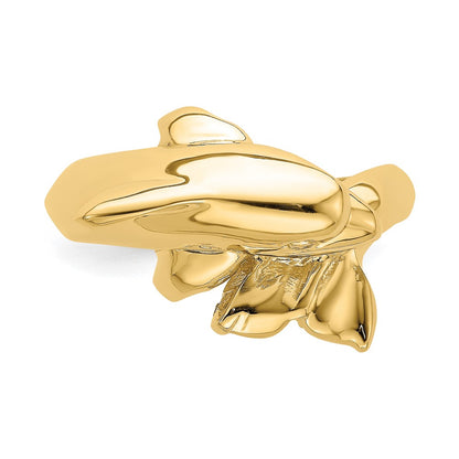 14K Yellow Gold Polished Dolphin Ring